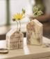 Preview: 2x Vase "Häuschen" aus Holz, geflammt, mit Reagenzglas für einzelne Blumen, Blumenvase, Reagenzglasständer