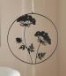 Preview: Dekohänger "Blumen" aus Metall, matt schwarz, Ø 35 cm, Wanddeko, Wandbild, Türdeko, Fensterdeko