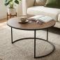 Preview: Beistelltisch "Modern" rund Ø 57 cm, Tischplatte furniert in Holz Optik, Gestell aus Metall, schwarz, Couchtisch, Sofatisch