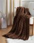 Preview: Kuscheldecke "Mocca" in braun, Stickmuster, 127x152 cm, Sofadecke, Couchdecke, Wohndecke