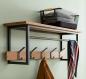 Preview: Garderobe "Industrial" aus Holz & Metall, schwarz, mit 5 Doppelhaken und Ablage, Wandgarderobe