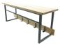 Preview: Garderobe "Industrial" aus Holz & Metall, schwarz, mit 5 Doppelhaken und Ablage, Wandgarderobe