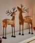 Preview: 2x Dekofigur "Rentier" aus Mango Holz & Metall, Winterdeko, Weihnachtsdeko