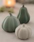 Preview: 3x Kürbis "Terracotta" in grün & weiß, Dekokürbis, Herbstdeko, Halloweendeko, Dekofigur