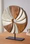 Preview: Skulpur "Circle" aus Mango Holz und Aluminium in silber, Ø 24 cm, Dekoobjekt, Holzdeko