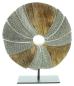 Preview: Skulpur "Circle" aus Mango Holz und Aluminium in silber, Ø 24 cm, Dekoobjekt, Holzdeko