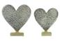 Preview: 2x Dekoobjekt "Herz" aus Aluminium, silber mit Antik Finish, Sockel aus Mango Holz, Herzdeko, Hochzeitsdeko, Dekoherz