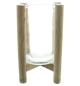 Preview: Windlicht "Sixties" Holzgestell mit Glaswindlicht, 29 cm hoch, Kerzenhalter, Vase, Dekosäule