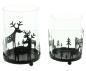 Preview: 2x Windlicht "Rentiere" aus Metall, schwarz & Glas, 11 + 13 cm hoch, Kerzenhalter für Stumpenkerzen, Teelichtglas, Windlichtglas