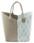 Preview: Shopper "Beige-Weiß" aus Filz, große Einkaufstasche, Filztasche, Tasche, Tragetasche