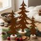Preview: 3x Dekofigur "Tanne" aus Metall mit Echtrost, 18 + 23 + 30 cm hoch, Sockel aus Holz, Tischdeko, Tannenbaum, Weihnachtsdeko