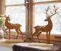 Preview: 2x Dekofigur "Reh & Hirsch" aus Metall mit Echt Rost, auf Holz Sockel, Weihnachtsdeko, Rostdeko