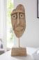 Preview: Dekofigur "Gesicht" aus Holz, natur, auf Sockel, 46 cm hoch, moderne Skulptur, Maske, Holzmaske