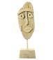 Preview: Dekofigur "Gesicht" aus Holz, natur, auf Sockel, 46 cm hoch, moderne Skulptur, Maske, Holzmaske