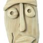 Preview: Dekofigur "Gesicht" aus Holz, natur, auf Sockel, 46 cm hoch, moderne Skulptur, Maske, Holzmaske