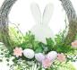 Preview: Dekokranz "Holzhäschen" Ø 31 cm aus Reisig, Osterkranz rustikal, Türkranz mit Ostereiern, Blüten & Pflanzen, Wandkranz