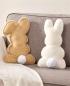 Preview: 2x Dekokissen "Häschen" Kuschelkissen aus Kunstfell in Hasen Form, weiß + braun, Hasenkissen, Osterhase, Sofakissen, Osterdeko