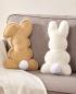 Preview: 2x Dekokissen "Häschen" Kuschelkissen aus Kunstfell in Hasen Form, weiß + braun, Hasenkissen, Osterhase, Sofakissen, Osterdeko