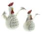Preview: 2x Dekofigur Huhn "Federn" aus Porzellan, weiß glänzend, 12 + 16 cm hoch, Osterdeko, Tischdeko, Dekohühner