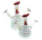 Preview: 2x Dekofigur Huhn "Federn" aus Porzellan, weiß glänzend, 12 + 16 cm hoch, Osterdeko, Tischdeko, Dekohühner