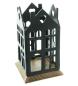 Preview: Windlicht "Haus" aus Metall, schwarz, Sockel aus Mango Holz & Windlichtglas, Kerzenhalter