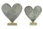 Preview: 2x Dekofigur Herz "Silber" aus Aluminiumguss in silber, Antik Finish, Sockel aus Mango Holz, Dekoherz