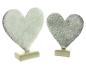 Preview: 2x Dekofigur Herz "Silber" aus Aluminiumguss in silber, Antik Finish, Sockel aus Mango Holz, Dekoherz