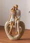 Preview: Dekofigur "Liebespaar" aus Polyresin, 22 cm hoch, Pärchen sitzend auf Herz, Skulptur, Dekoherz
