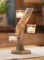 Preview: Teelichthalter "Baum" aus Holz, 3 Teelichtgläser, 28 cm hoch, Unikat, Kerzenhalter