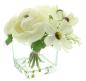 Preview: Deko-Set "White" Vase mit Blumenstrauß, Glasvase mit künstlichen Blumen, Blumenvase, Tischvase