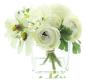 Preview: Deko-Set "White" Vase mit Blumenstrauß, Glasvase mit künstlichen Blumen, Blumenvase, Tischvase