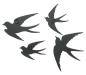 Preview: 4x Wanddeko "Vögel" aus Metall, matt schwarz, Wandhänger, Wandtattoo, Metallbild
