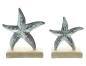 Preview: 2x Dekofigur "Seestern" aus Aluminium im Antik Design, Sockel aus Mango Holz, Tischdeko maritim