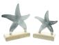 Preview: 2x Dekofigur "Seestern" aus Aluminium im Antik Design, Sockel aus Mango Holz, Tischdeko maritim