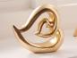 Preview: Dekofigur "Herz" aus Polyresin in Gold, 17 cm hoch, Tischdeko, Dekoherz, Hochzeitsdeko