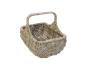 Preview: Einkaufskorb "Koboo Grey" aus Rattan, grau lackiert, 40x30 cm groß, Bügelkorb, Tragekorb, Flechtkorb