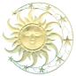 Preview: 3D Wanddeko "Sonne, Mond & Sterne" aus Metall, mintgrün & gold, Ø 46 cm, Metallbild, Wandbild