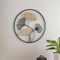 Preview: Wanddeko "Ginkgo" aus Metall & Holz, Ø 40 cm, Wandbild, Wandschmuck, Metalldeko