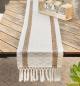 Preview: Tischläufer "Boho" beige, 30x140 cm, Tischband mit Fransen, Mitteldecke