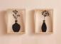 Preview: 2x Wanddeko "Vase" aus Metall schwarz mit Holz Rahmen, natur, Metallbilder Wohnzimmer, Wandbilder