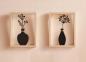 Preview: 2x Wanddeko "Vase" aus Metall schwarz mit Holz Rahmen, natur, Metallbilder Wohnzimmer, Wandbilder