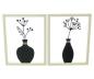 Preview: 2x Wanddeko "Vase" aus Metall schwarz mit Holz Rahmen, natur, Metallbilder Wohnzimmer, Wandbilder