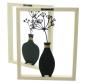 Preview: 2x Wanddeko "Vase" aus Metall schwarz mit Holz Rahmen, natur, Metallbilder Wohnzimmer, Wandbilder