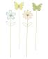 Preview: 4x Blumenstecker "Blume & Schmetterling" aus Metall, bunt, Dekostecker, Gartenstecker, Deko Stecker für Blumentopf, Beetstecker