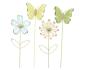 Preview: 4x Blumenstecker "Blume & Schmetterling" aus Metall, bunt, Dekostecker, Gartenstecker, Deko Stecker für Blumentopf, Beetstecker