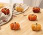 Preview: 6x Kürbis "Herbstfarben" in Samt Optik, Zierkürbis, Dekokürbis, Tischdeko Kürbisse