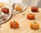 Preview: 6x Kürbis "Herbstfarben" in Samt Optik, Zierkürbis, Dekokürbis, Tischdeko Kürbisse