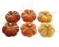 Preview: 6x Kürbis "Herbstfarben" in Samt Optik, Zierkürbis, Dekokürbis, Tischdeko Kürbisse