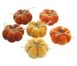 Preview: 6x Kürbis "Herbstfarben" in Samt Optik, Zierkürbis, Dekokürbis, Tischdeko Kürbisse