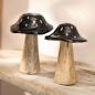 Preview: 2x Pilz "Black" aus Holz, große Dekopilze, 13 + 16 cm hoch, Dekofigur Pilzset schwarz & gold, Herbstdeko Pilze, Pilzdeko